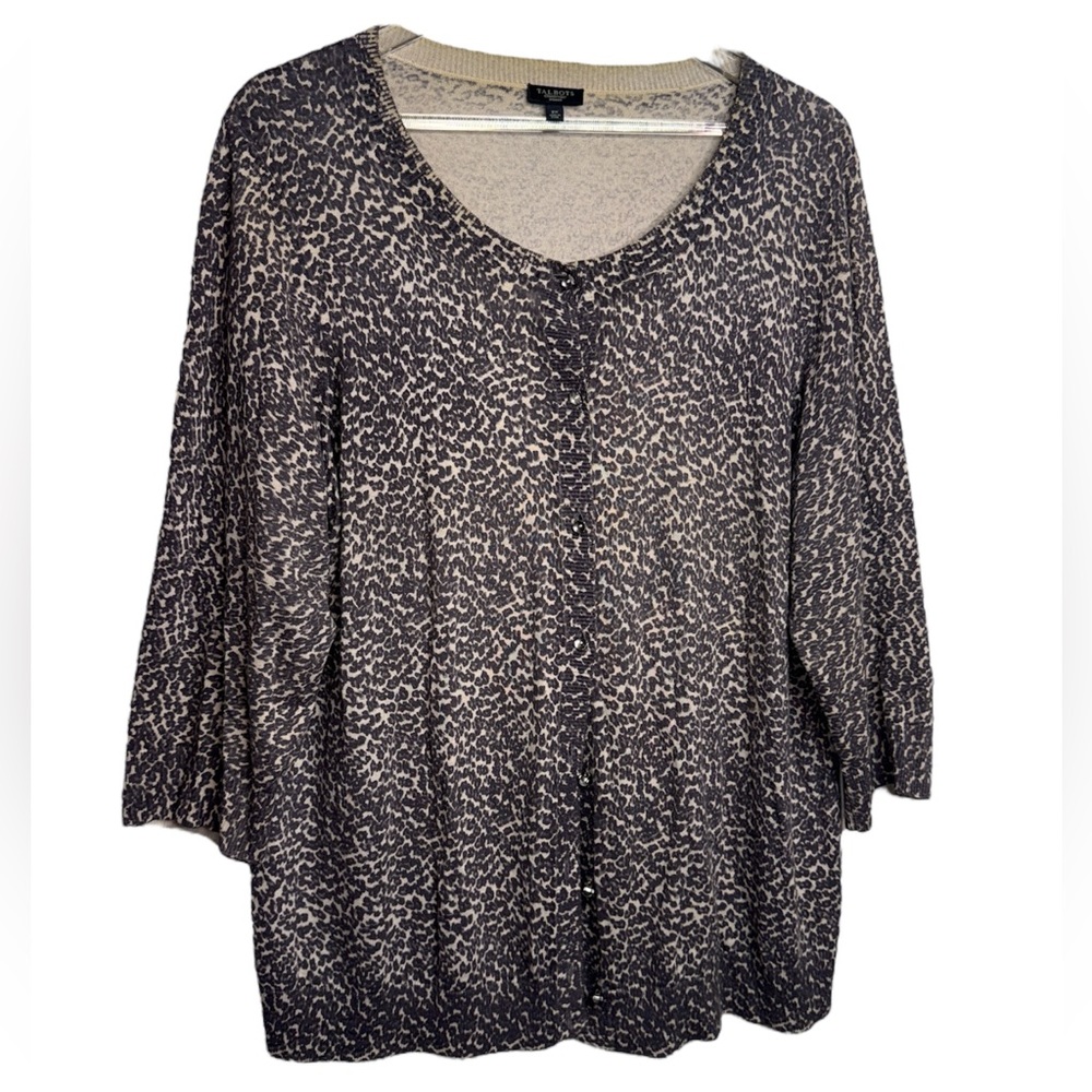 Talbots Black and Cream Animal Print Blouse